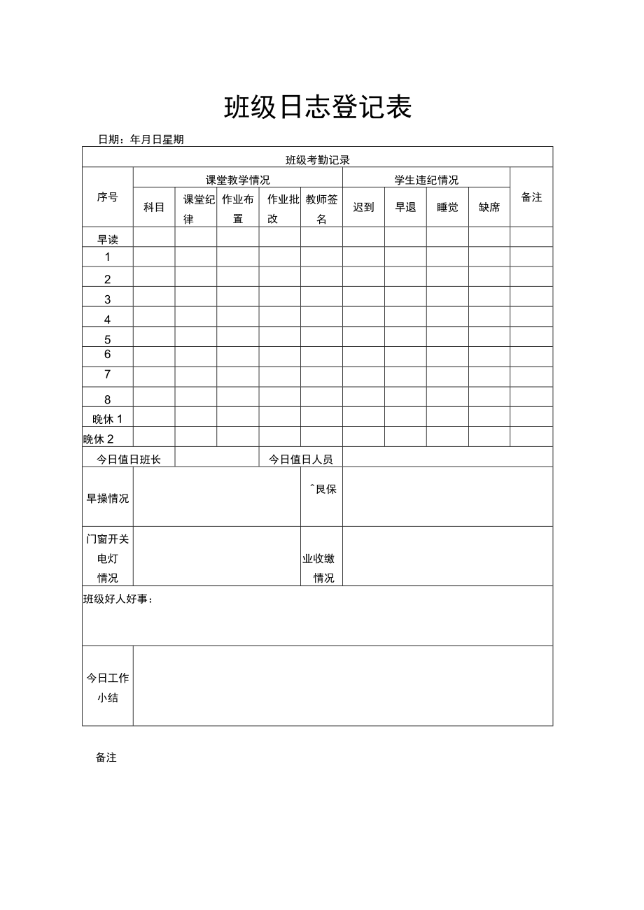 班级日志登记表.docx_第1页