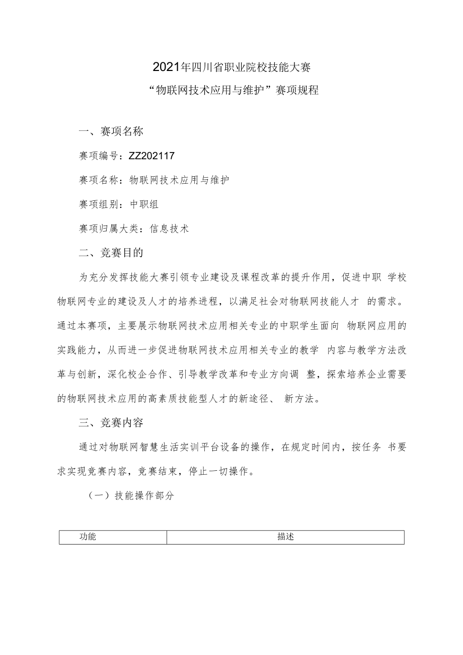 2021年四川省职业院校技能大赛“物联网技术应用与维护”赛项规程.docx_第1页