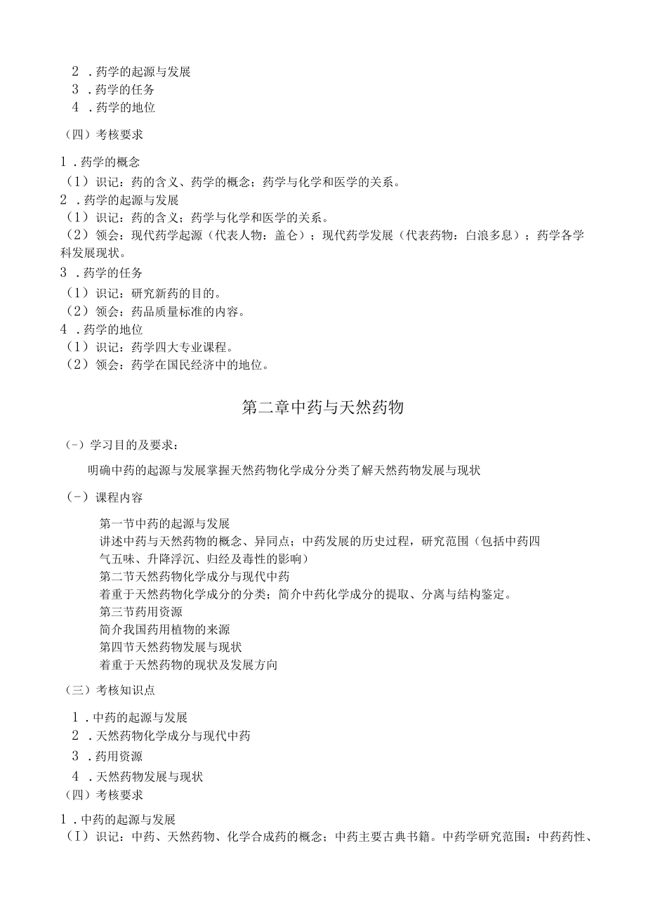 黑龙江省高等教育自学考试医药商务020254专业独立本科段药学概论考试大纲.docx_第3页