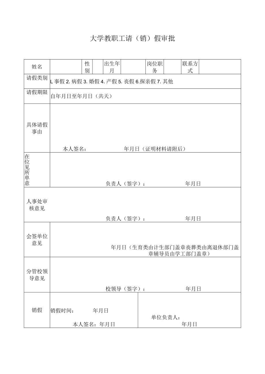 大学教职工请（销）假审批.docx_第1页