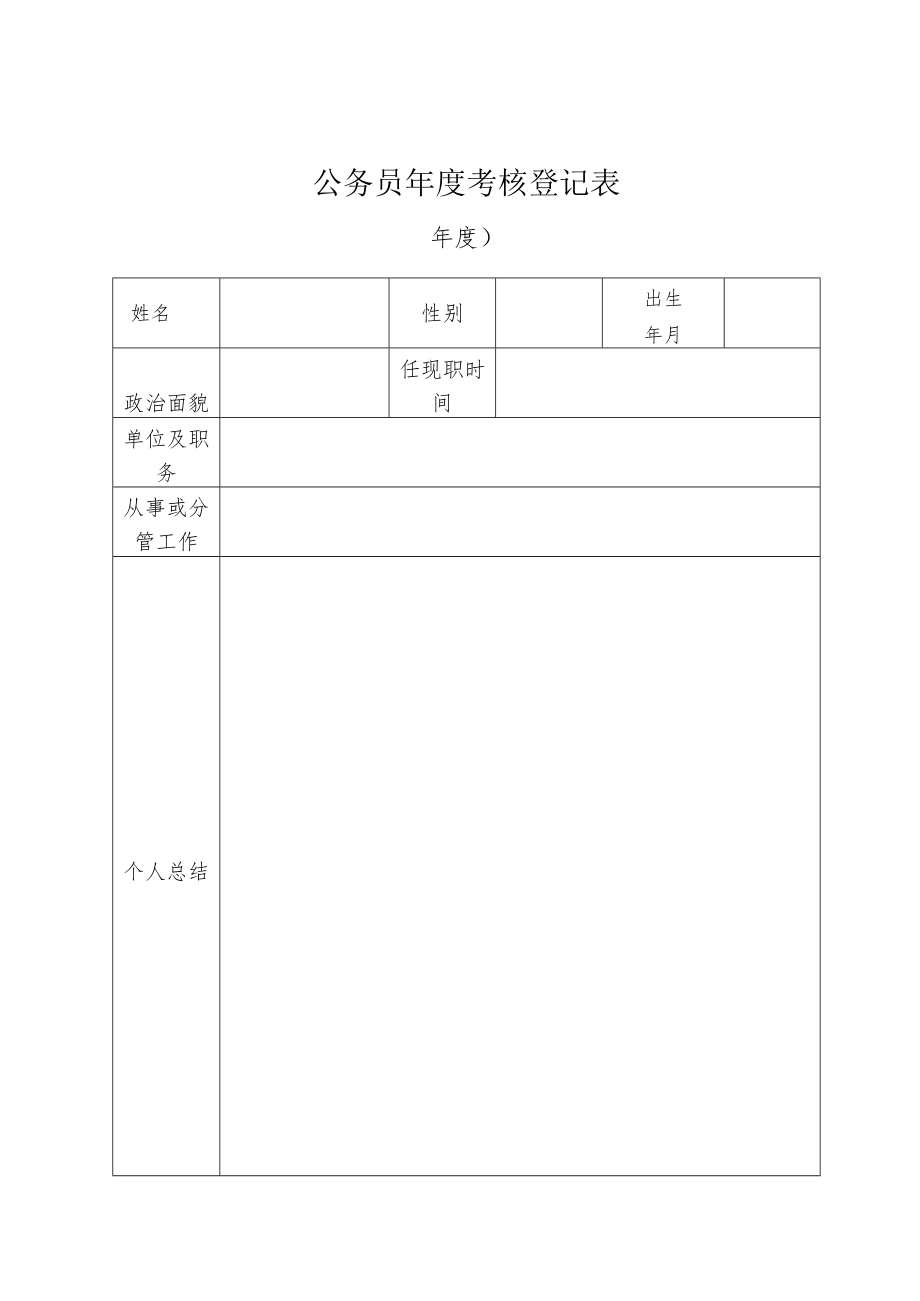 （空）公务员年度考核登记表.docx_第1页