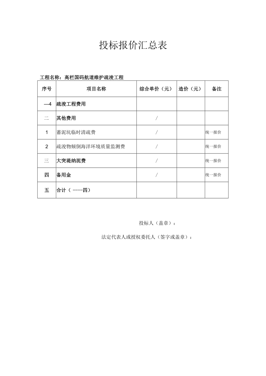 表格格式投标报价汇总表.docx_第1页