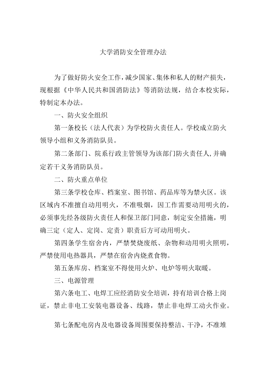 大学消防安全管理办法.docx_第1页