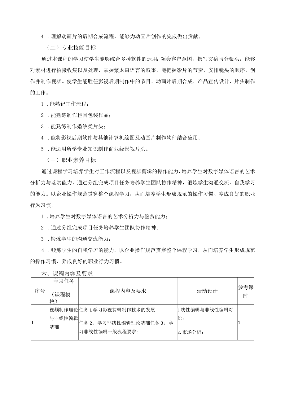 《影视后期处理》课程标准.docx_第2页