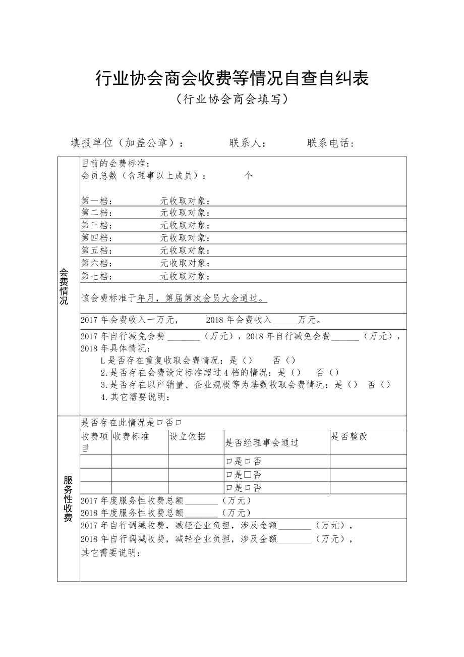 行业协会商会收费等情况自查自纠表.docx_第1页