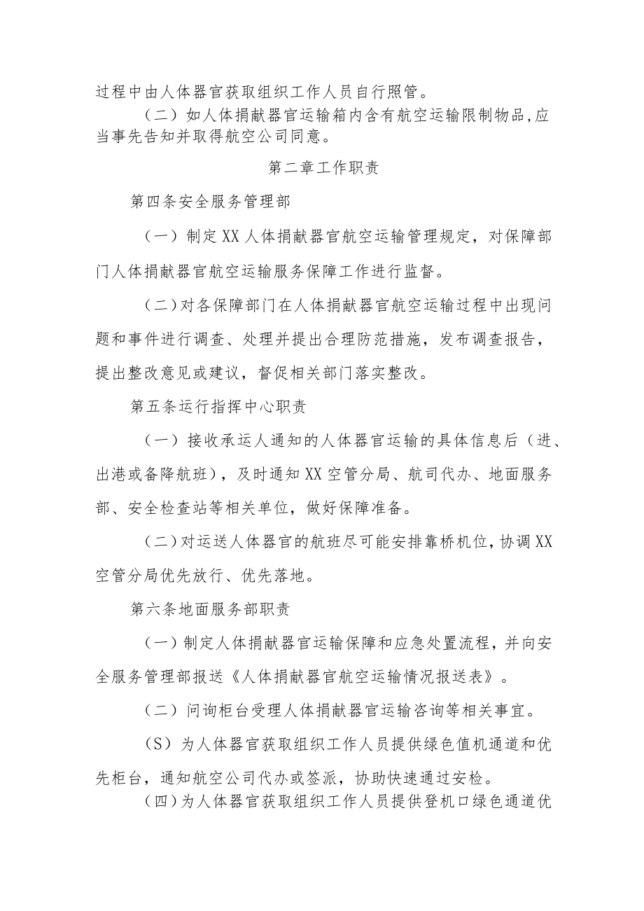 国际机场人体捐献器官航空运输管理规定.docx_第2页