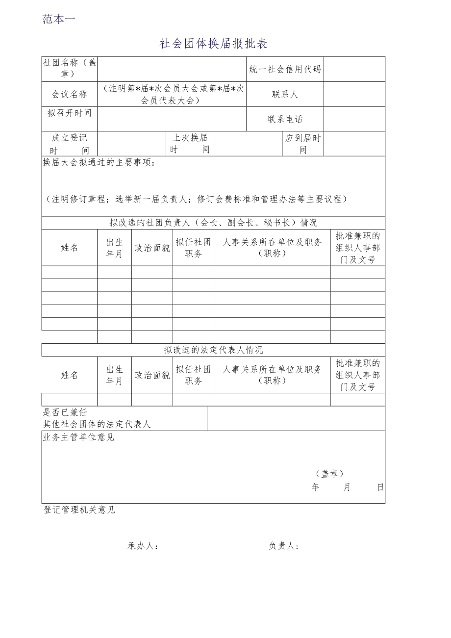 范本一社会团体换届报批表.docx_第1页