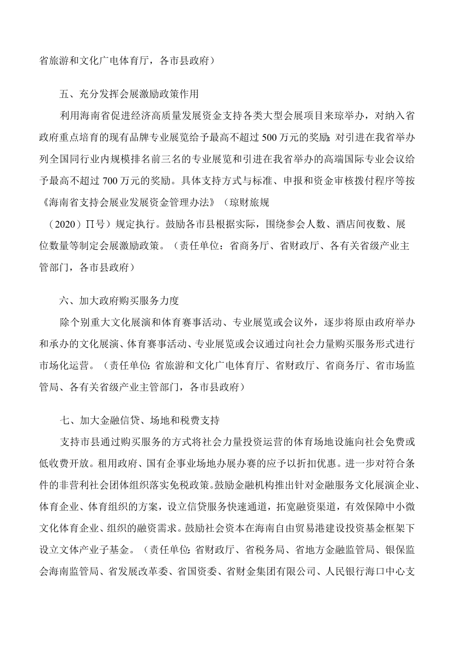 海南省人民政府办公厅关于促进海南文体会展活动恢复振兴若干措施的通知.docx_第3页