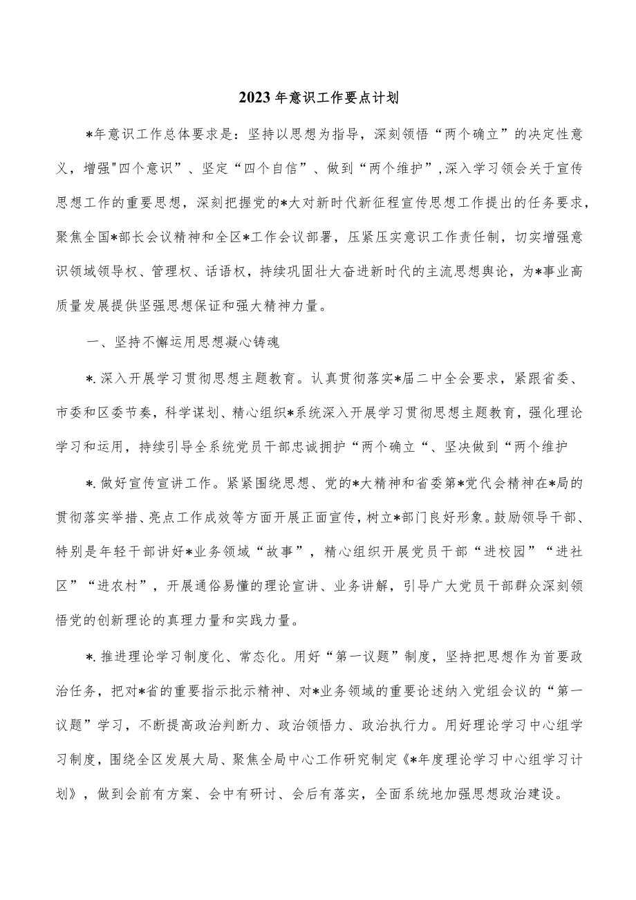 2023年意识工作要点计划.docx_第1页