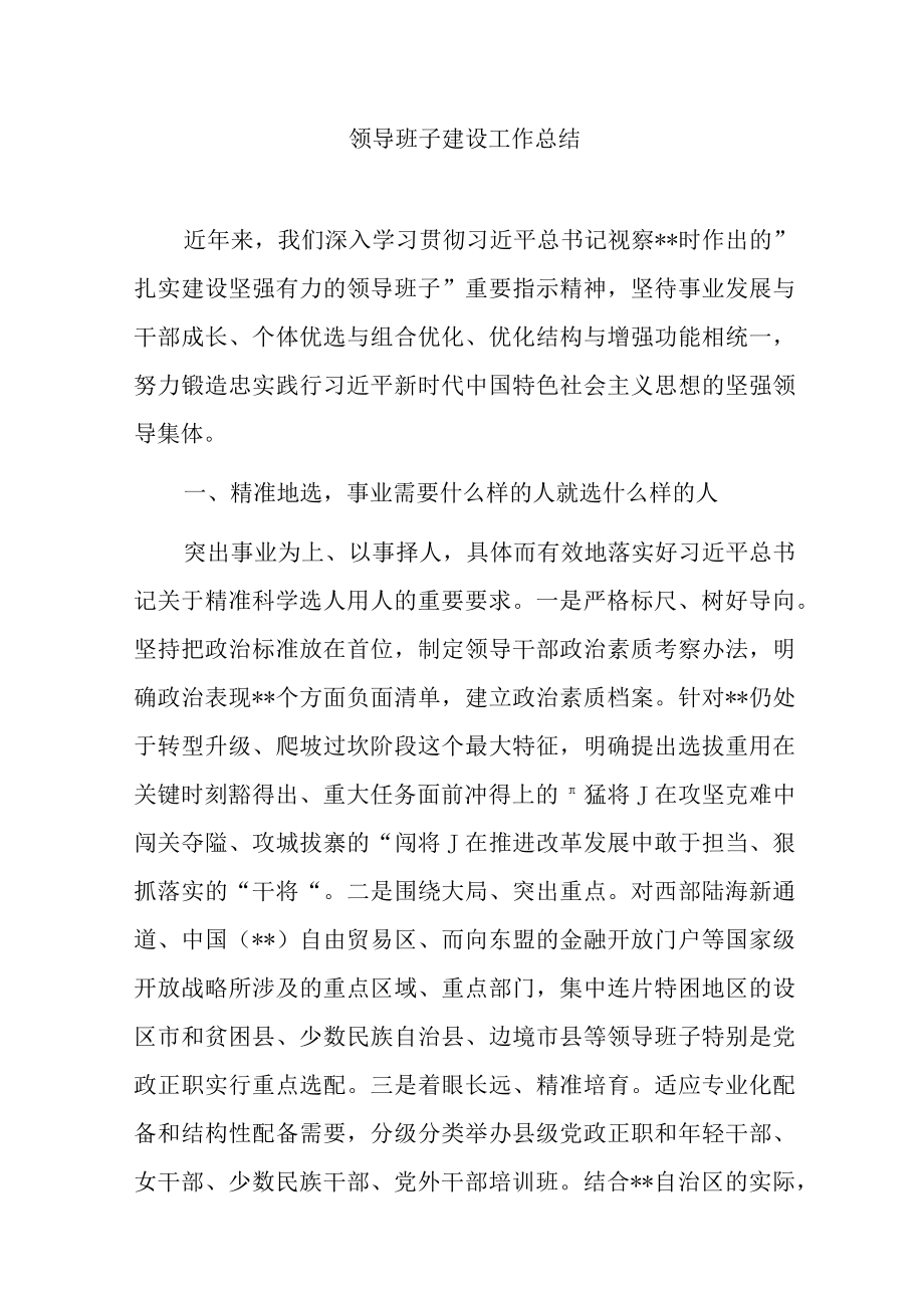 领导班子建设工作总结.docx_第1页