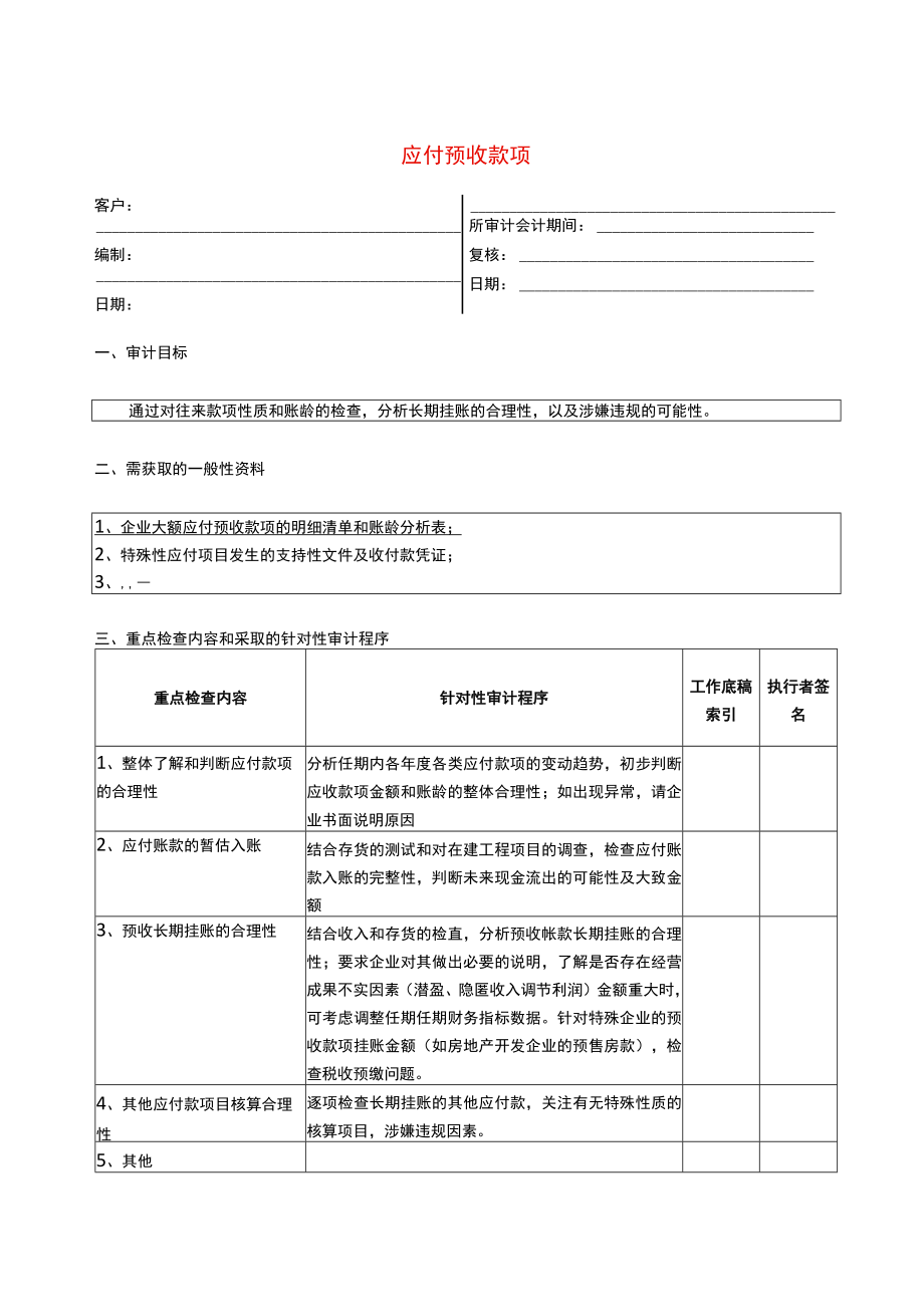 7报表科目审计程序--应付预收款项.docx_第1页