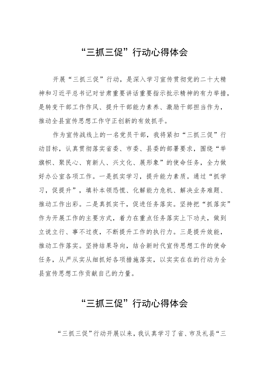 三抓三促行动心得体会五篇.docx_第1页