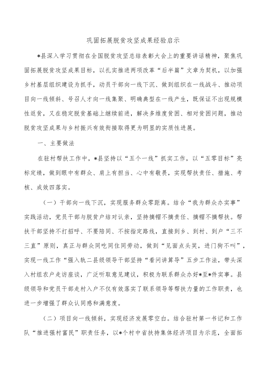 巩固拓展脱贫攻坚成果经验启示.docx_第1页