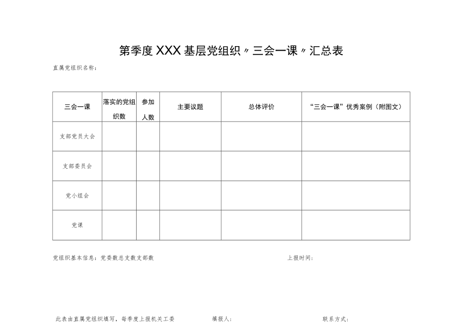 基层党组织“三会一课”汇总表.docx_第1页