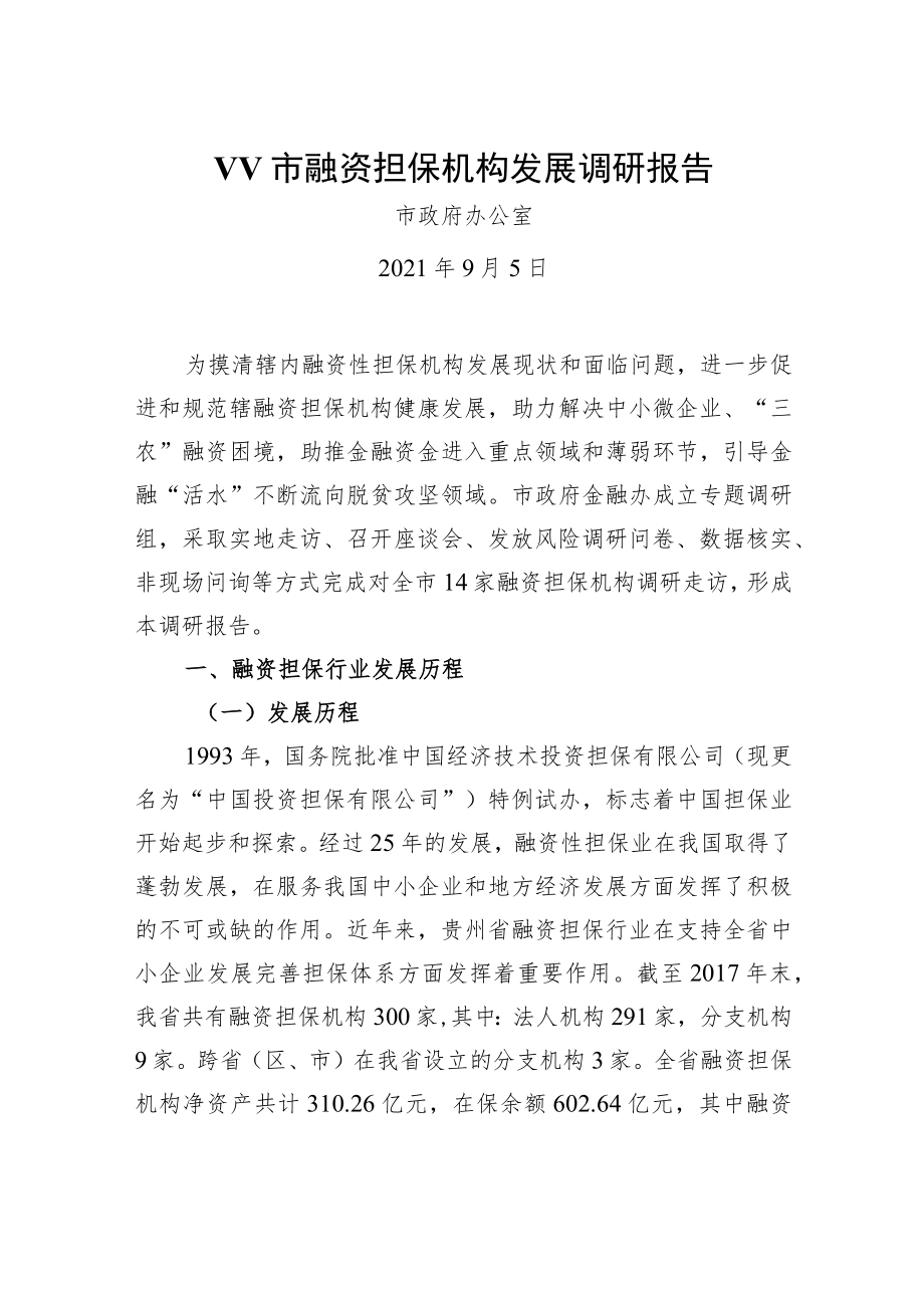 融资担保机构发展调研报告.docx_第1页