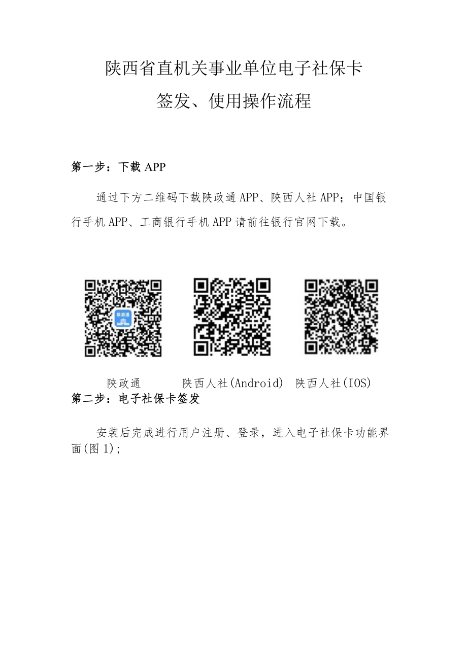 陕西省直机关事业单位电子社保卡签发、使用操作流程.docx_第1页