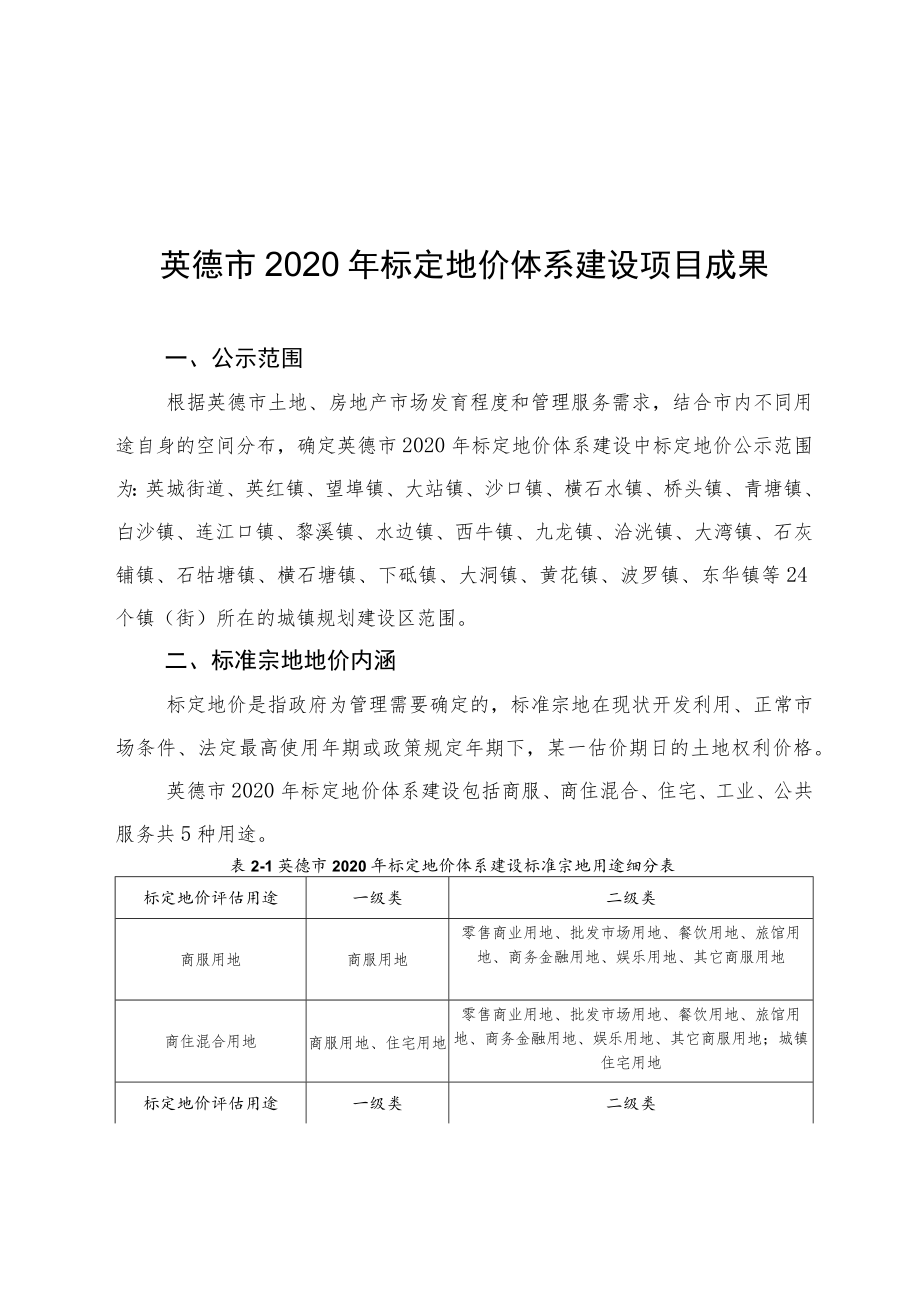 英德市2020年标定地价体系建设项目成果.docx_第1页