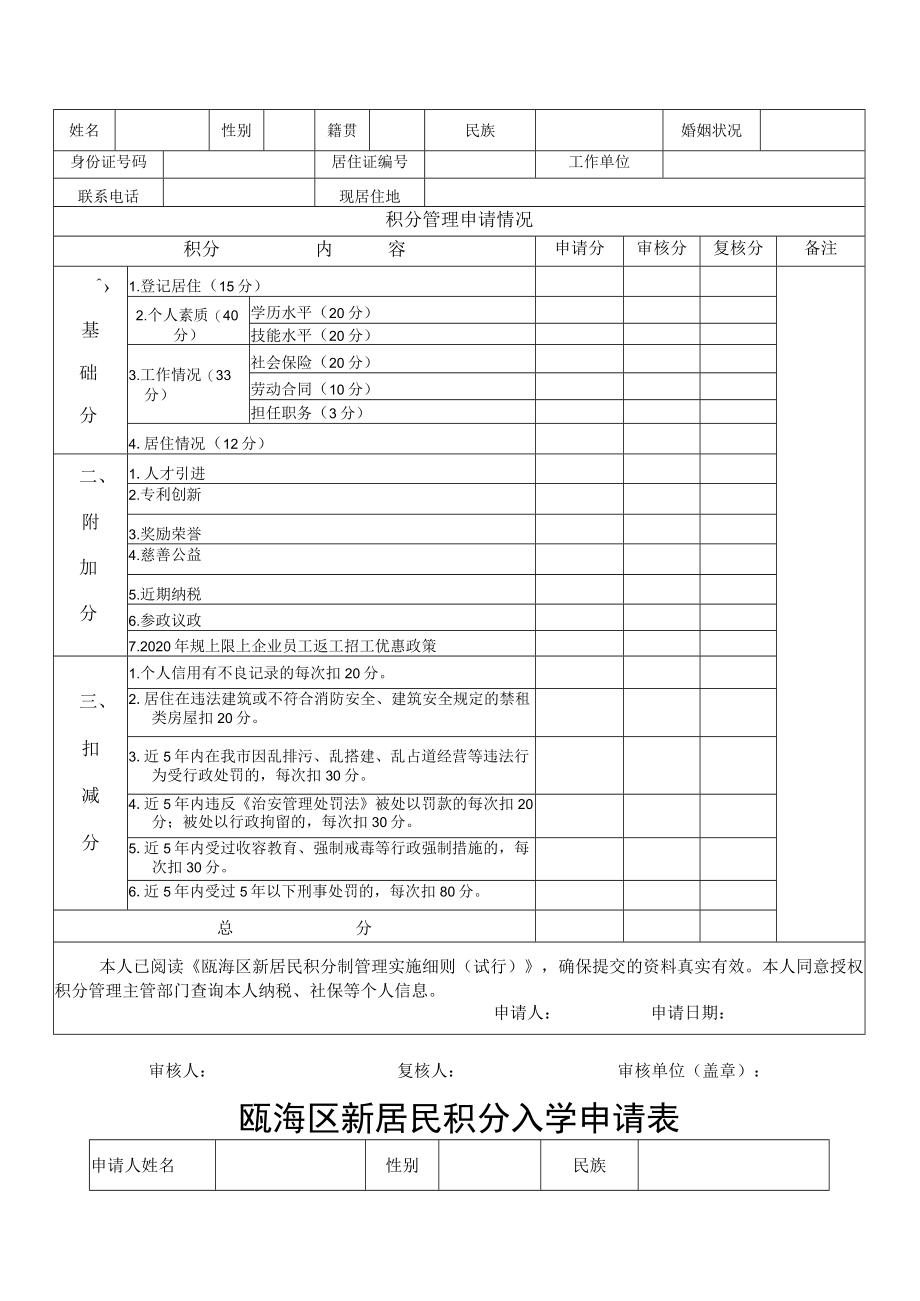 瓯海区新居民积分入学辖区指定公办学校指标分配表.docx_第2页