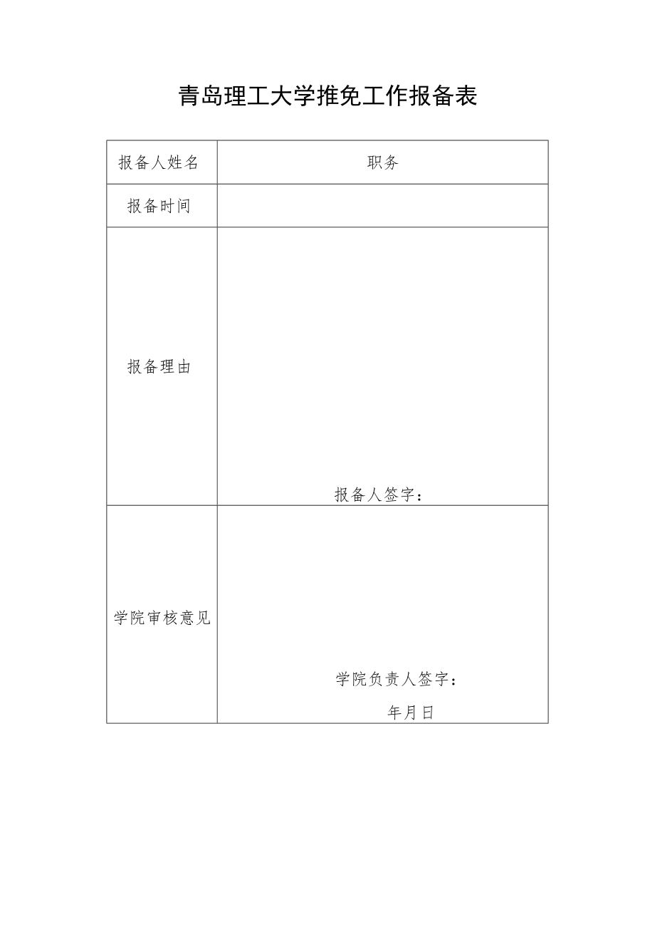 青岛理工大学推免工作报备表.docx_第1页