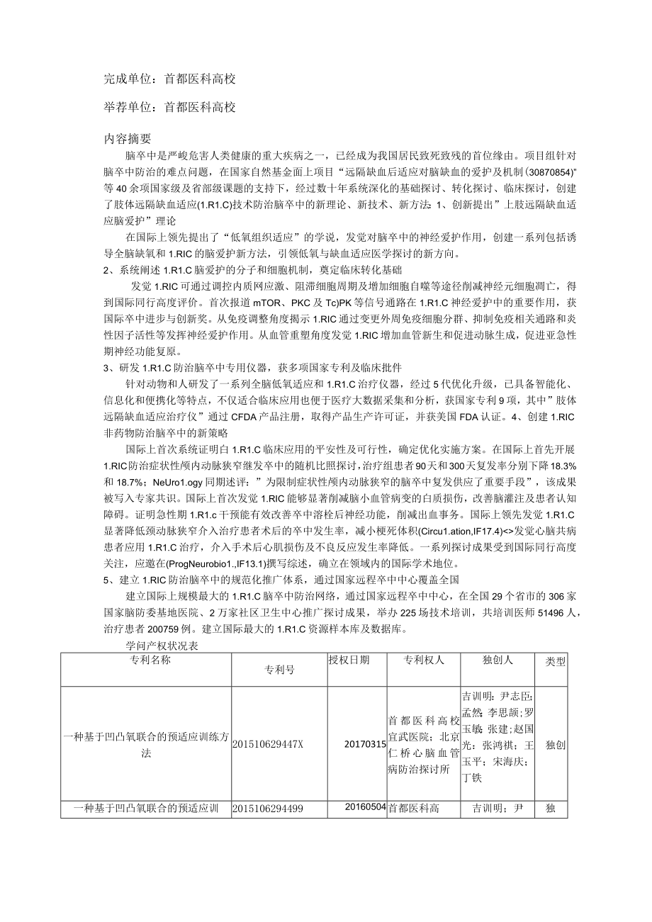 首都医科大学推荐申报2017年高等学校科学研究优秀成果奖科学.docx_第2页