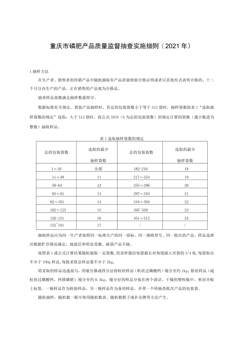 重庆市磷肥产品质量监督抽查实施细则2021年.docx_第1页