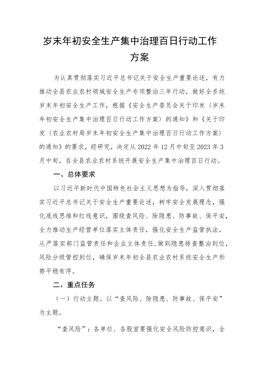 岁末年初安全生产集中治理百日行动工作方案.docx_第1页