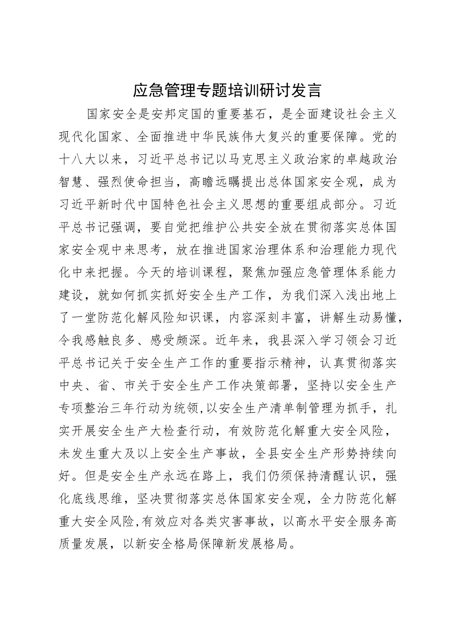 应急管理研讨发言.docx_第1页