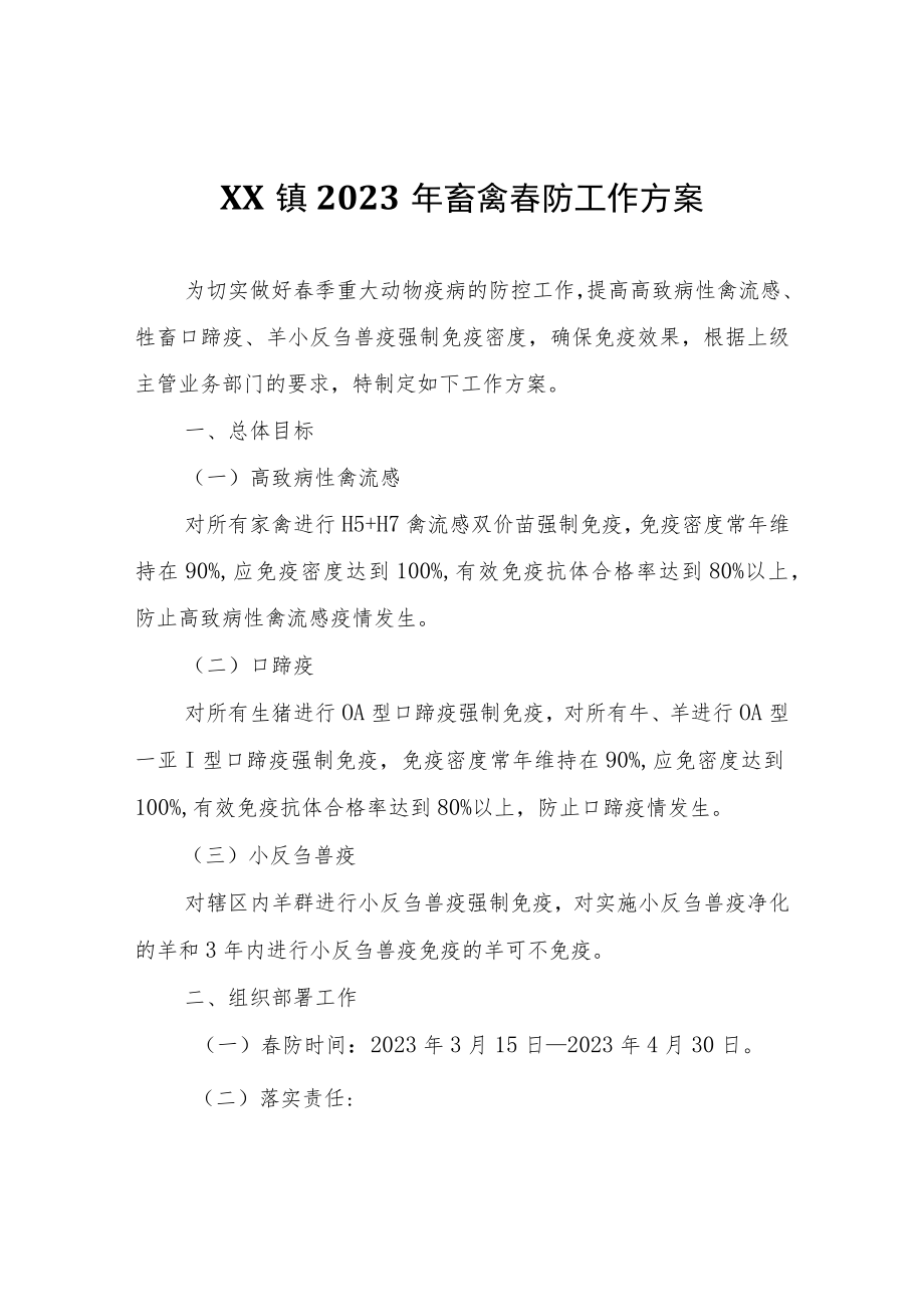 XX镇2023年畜禽春防工作方案.docx_第1页