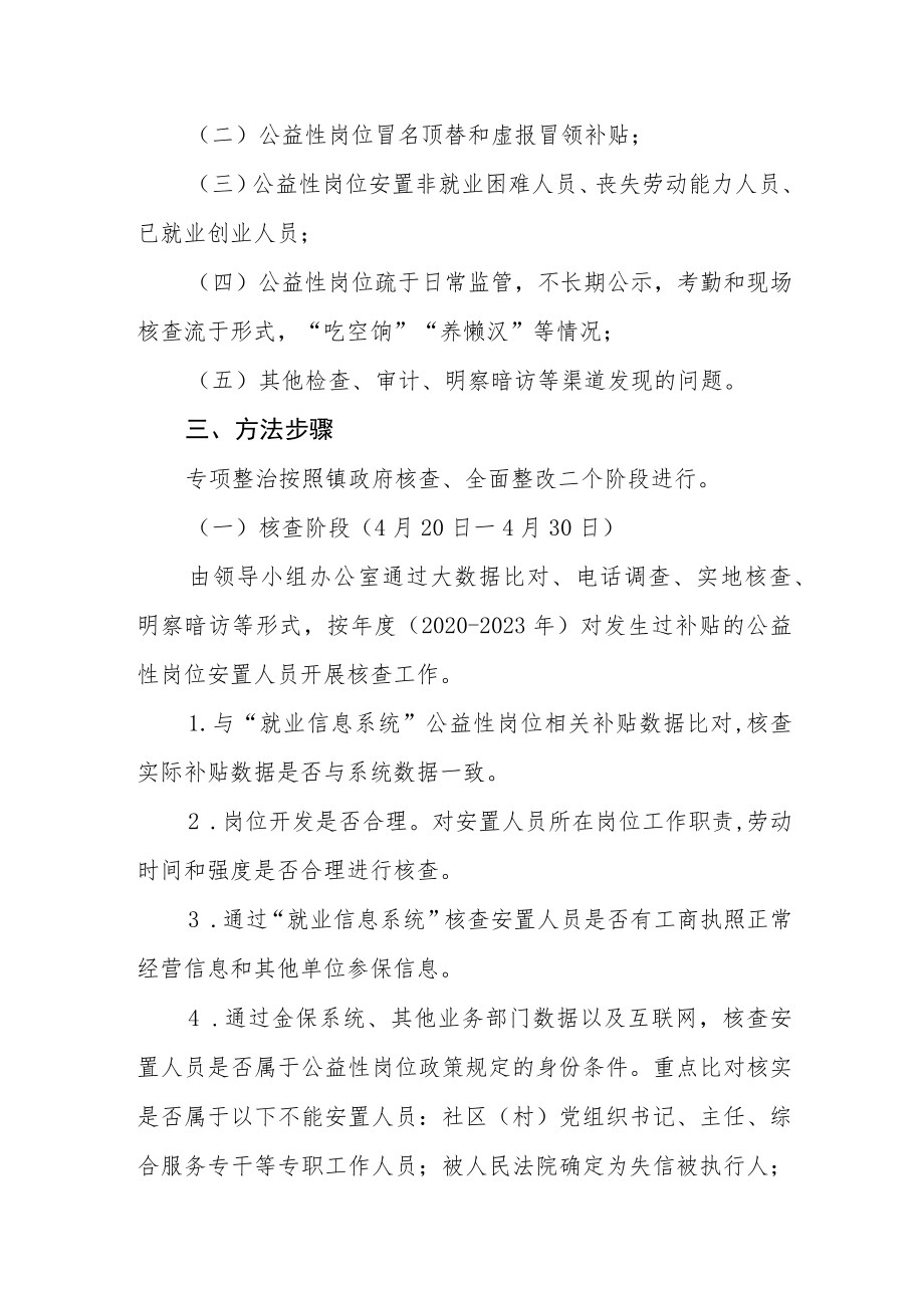 开展公益性岗位开发管理专项整治工作实施方案.docx_第2页