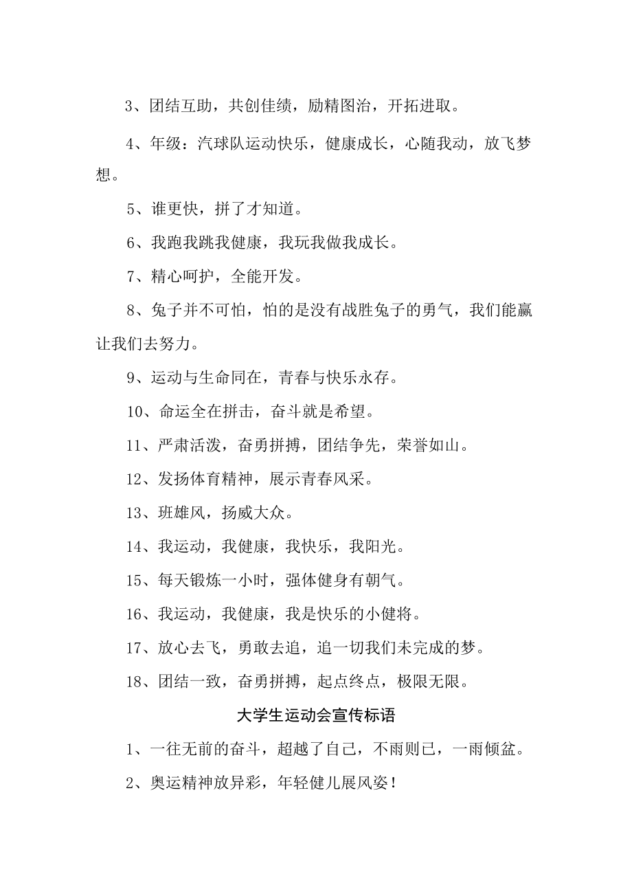 2023年第XX届大学生运动会宣传口号（样板四份）.docx_第2页