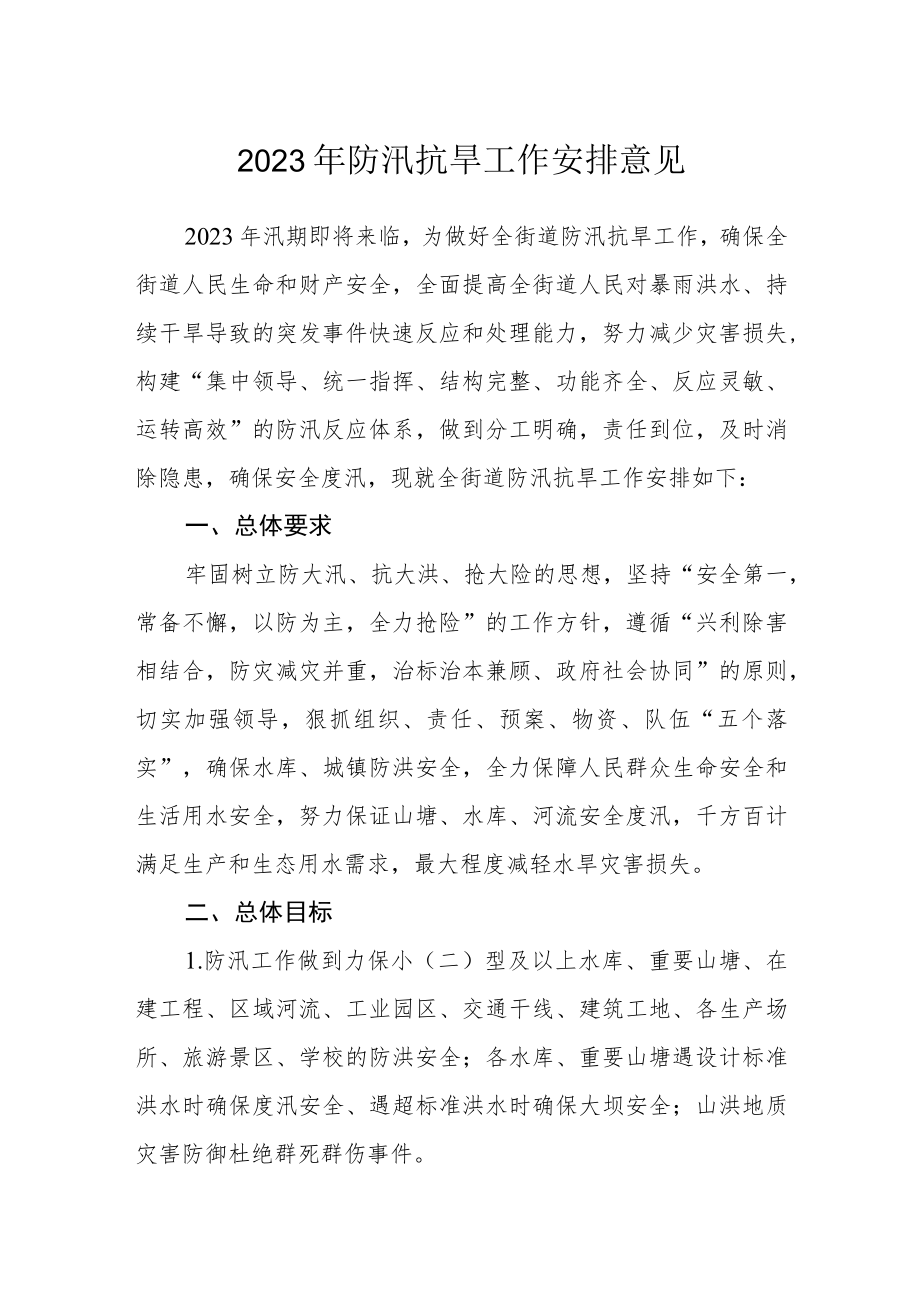 2023年防汛抗旱工作安排意见.docx_第1页