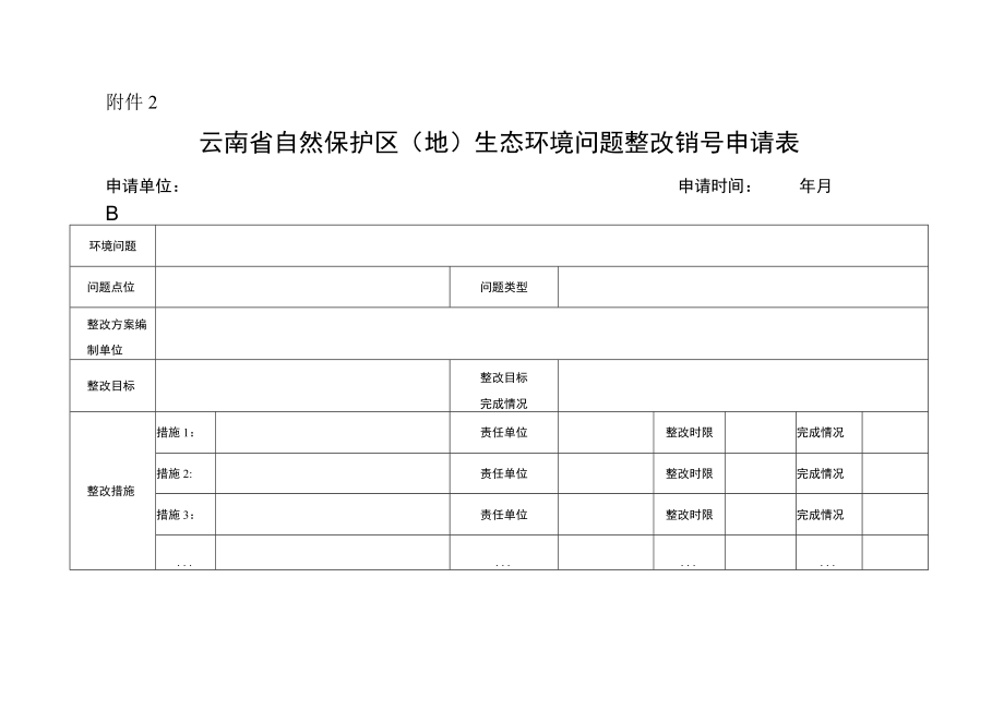 云南省自然保护区（地）生态环境问题整改销号条件、申请表、登记表.docx_第3页