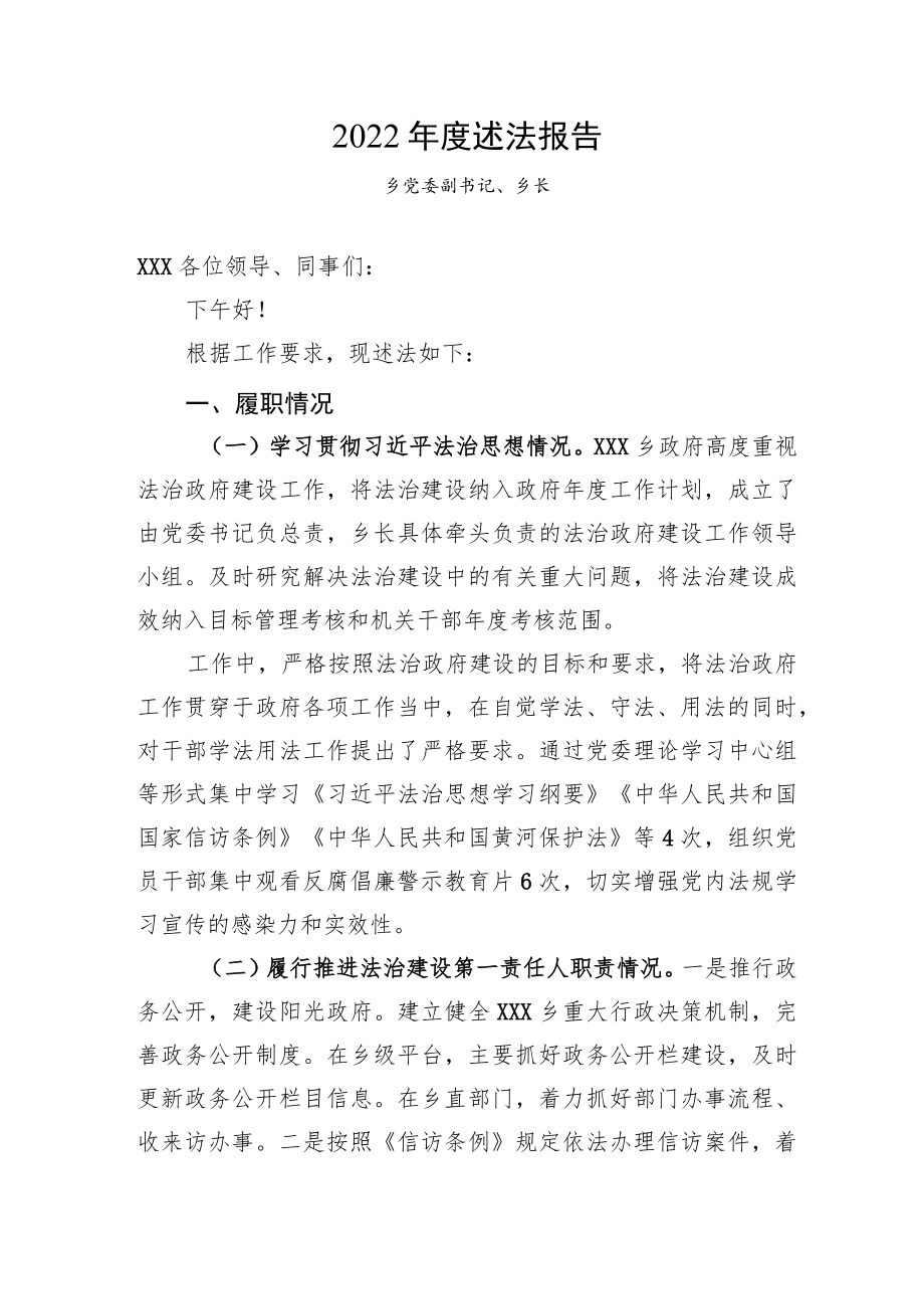 2022年度乡长述法报告.docx_第1页