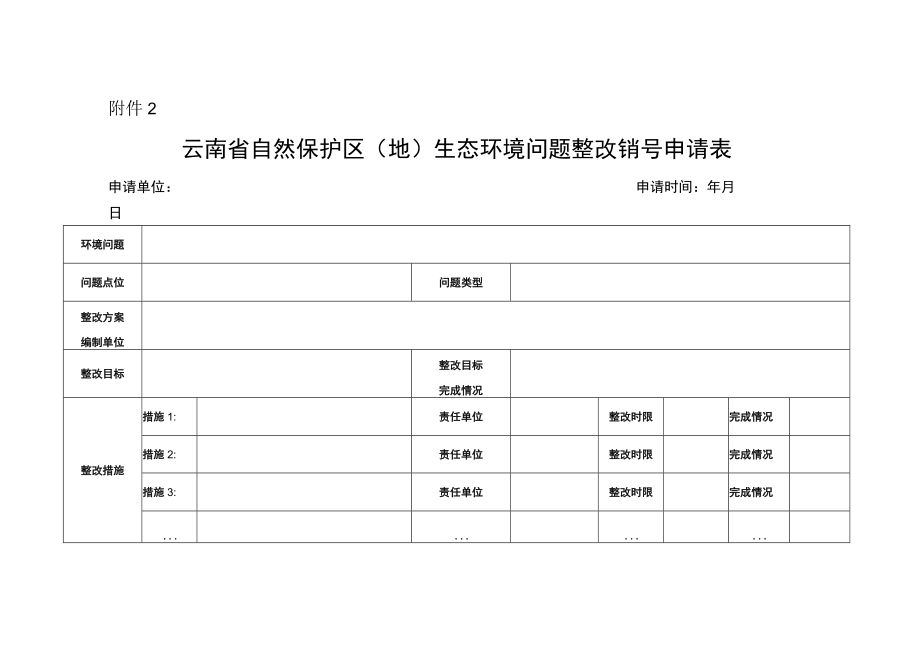 云南省自然保护区（地）生态环境问题整改销号申请表.docx_第1页