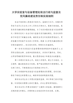 大学实验室与设备管理处依法行政与监督及党风廉政建设责任制实施细则.docx