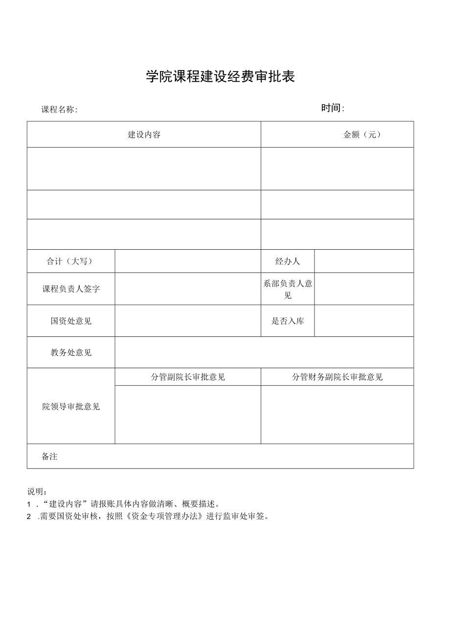 学院课程建设经费审批表.docx_第1页