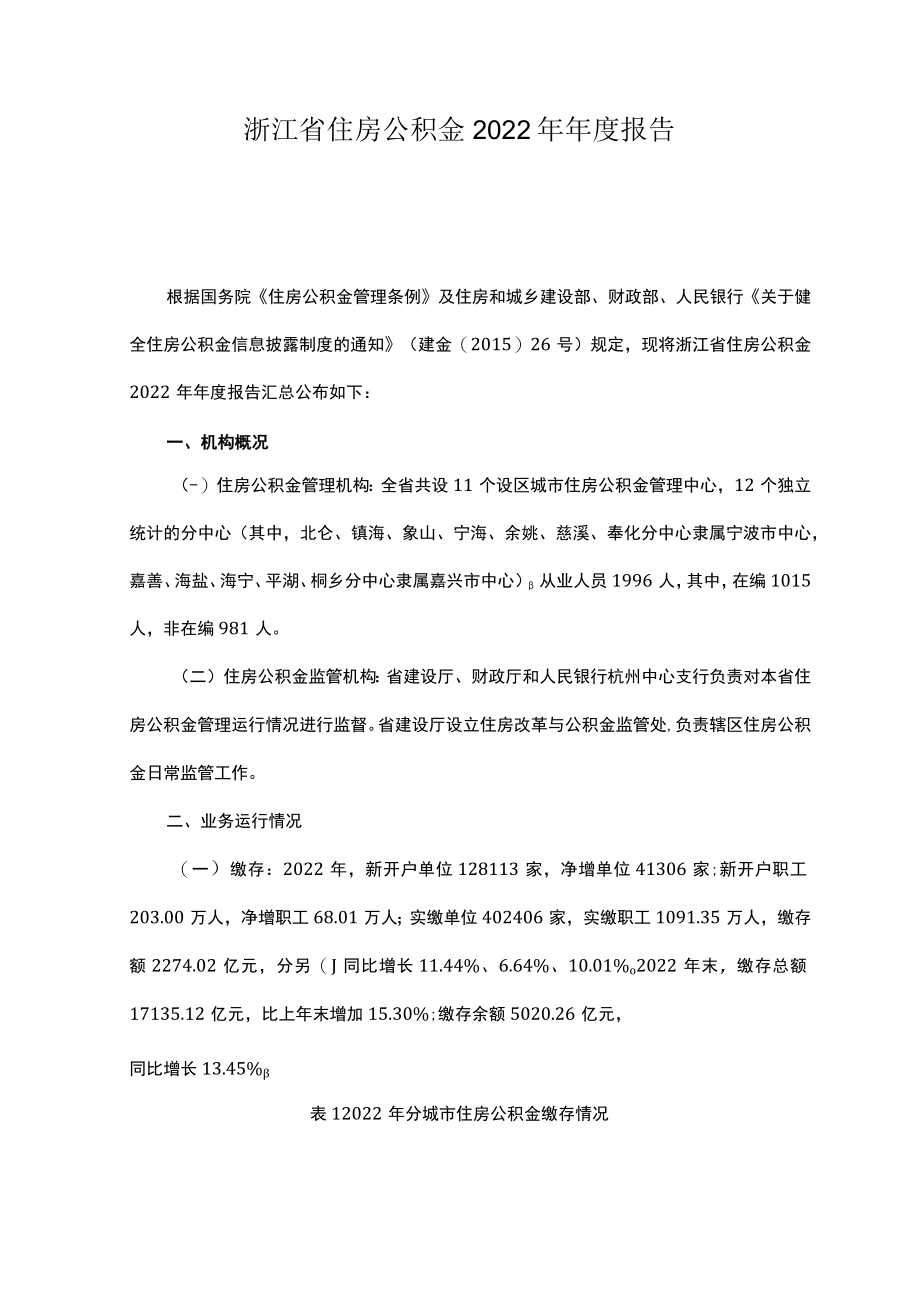 浙江省住房公积金2022年年度报告.docx_第1页