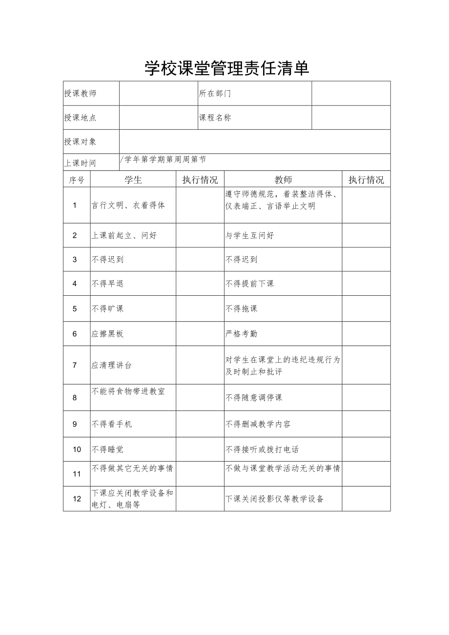 学校课堂管理责任清单.docx_第1页