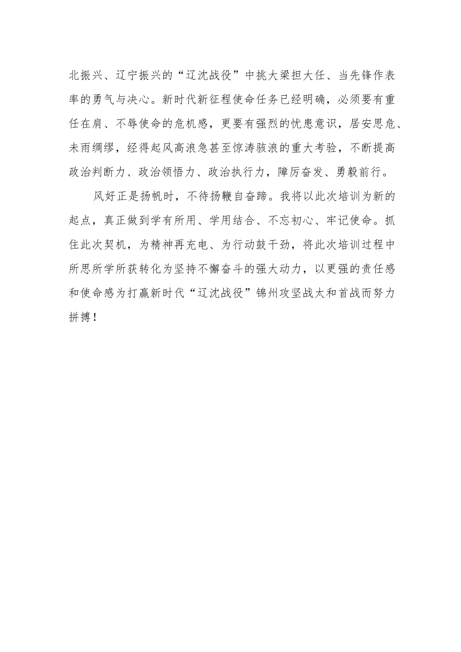 区政府办主任学习贯彻党的二十大精神暨全面振兴新突破专题培训班心得体会.docx_第2页