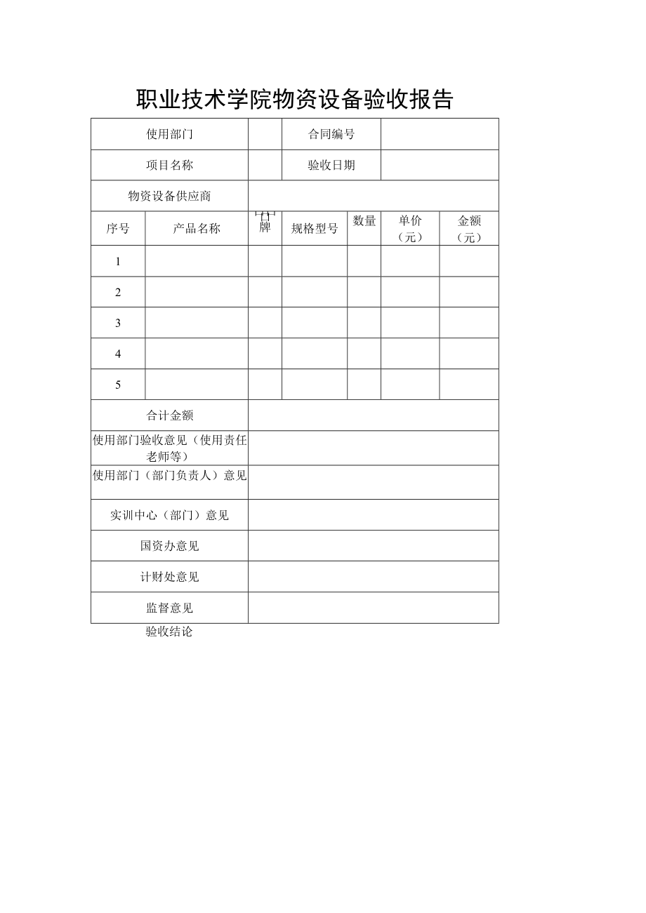 职业技术学院物资设备验收报告.docx_第1页