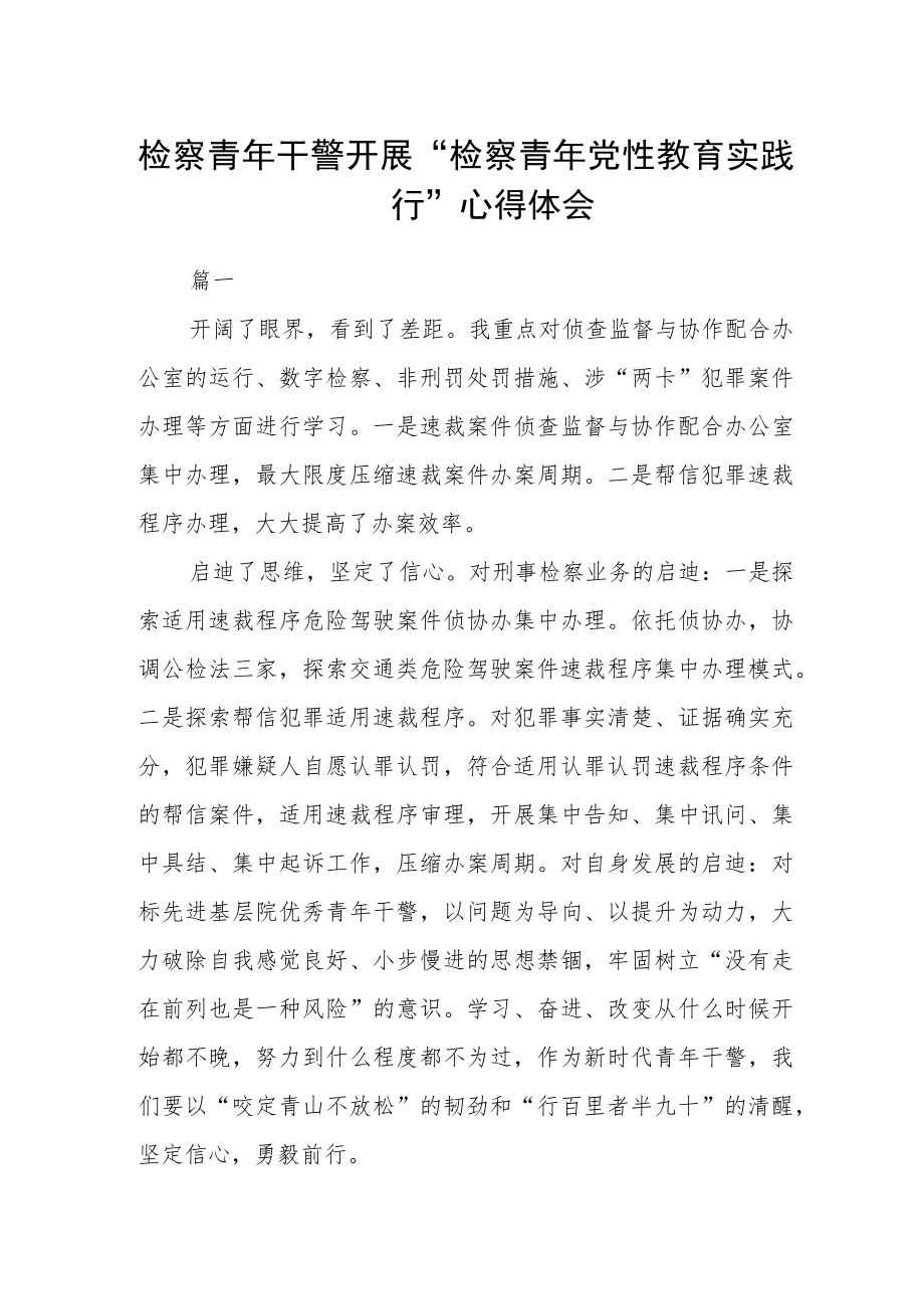 检察青年干警开展“检察青年党性教育实践行”心得体会四篇.docx_第1页