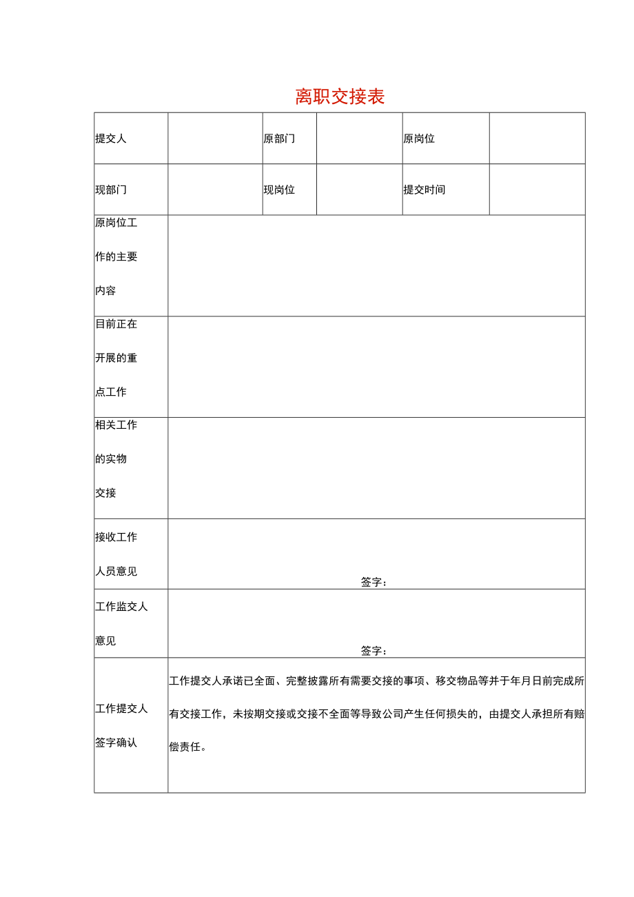 离职交接表模板.docx_第1页