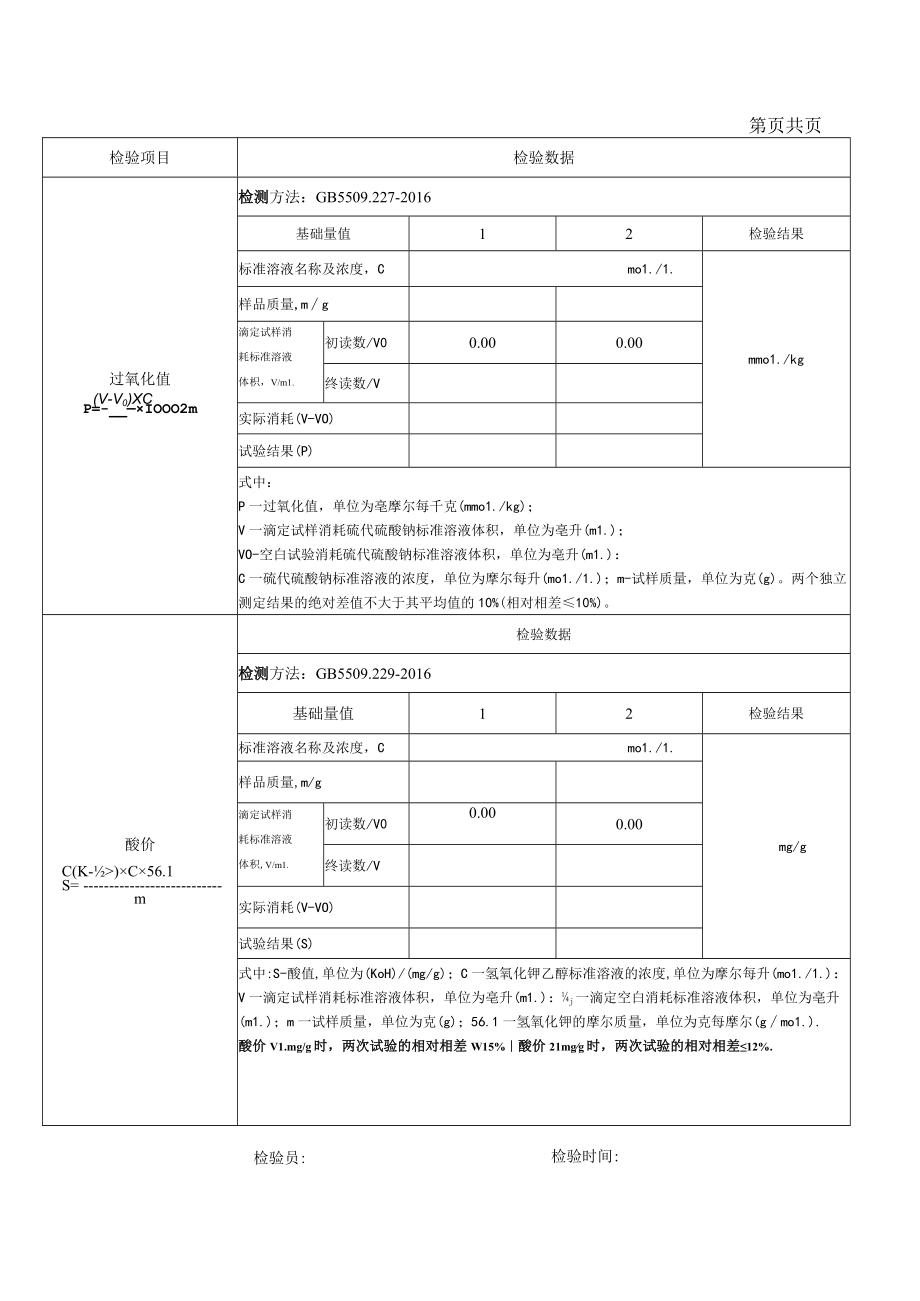 辽宁中国好粮油食用植物油产品质量指标参数检验原始记录.docx_第2页