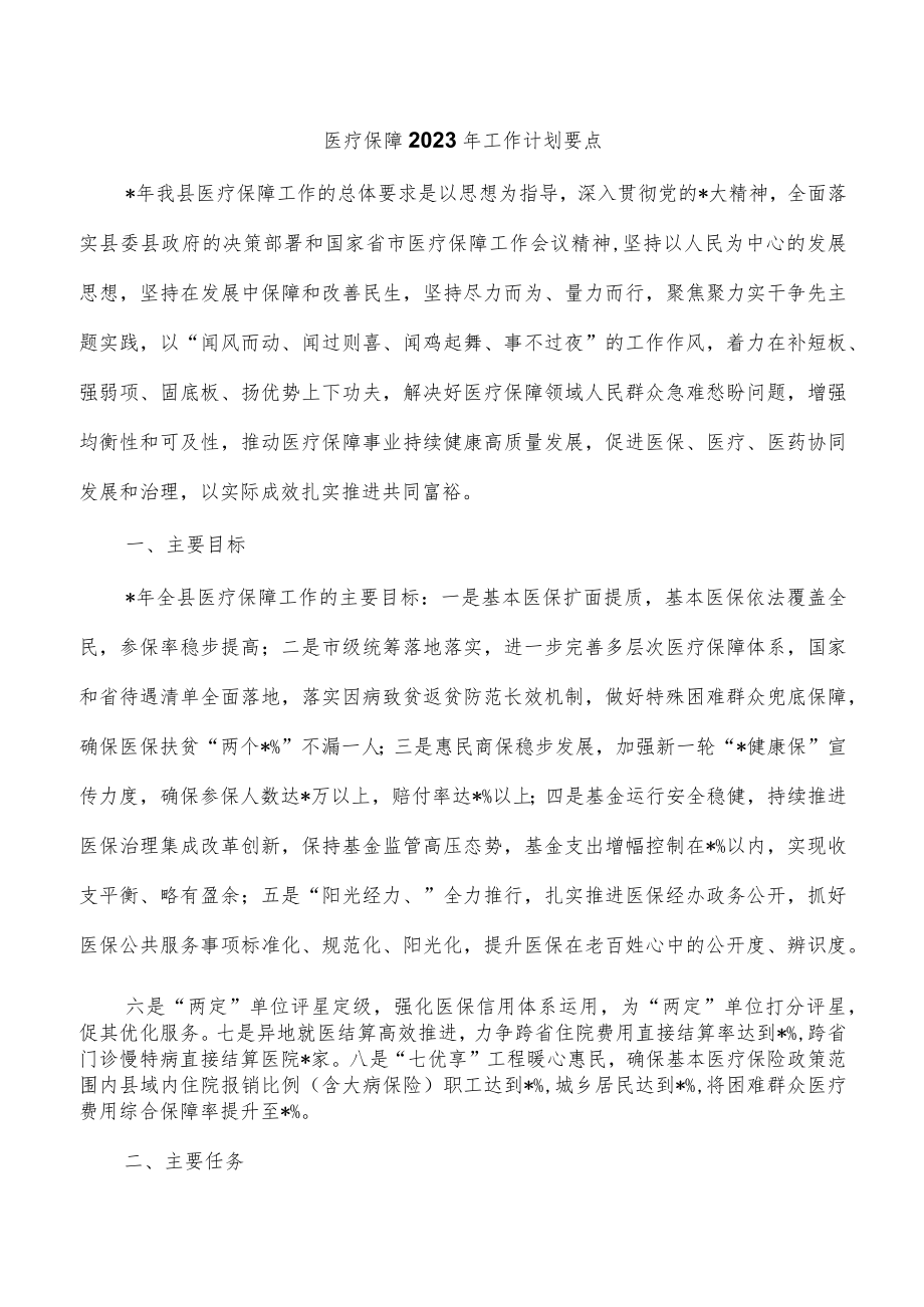 医疗保障2023年工作计划要点.docx_第1页