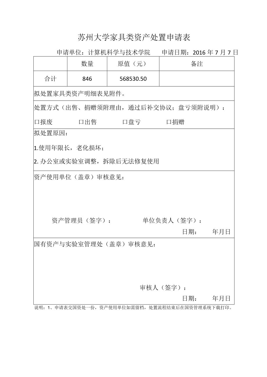 苏州大学家具类资产处置申请表.docx_第1页
