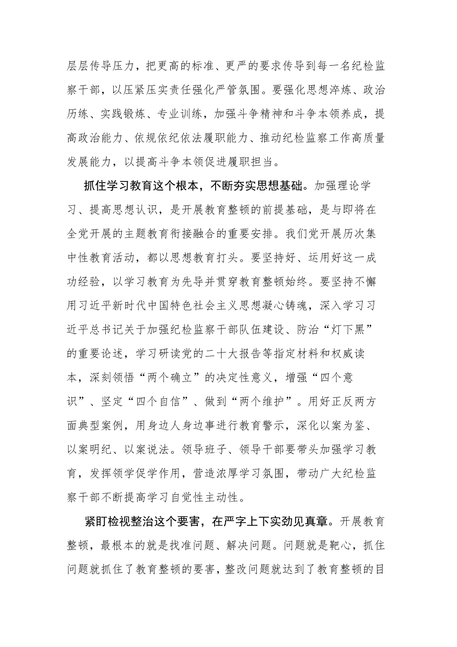 纪检监察干部队伍教育整顿专题学习研讨心得发言材料参考范文2篇.docx_第2页