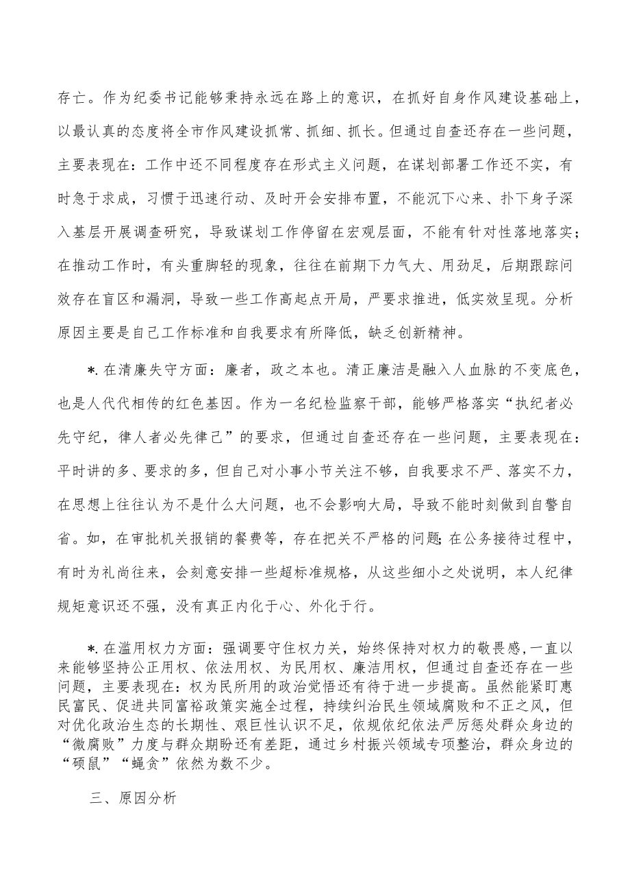 纪检整顿六个方面个人检视剖析问题发言.docx_第3页