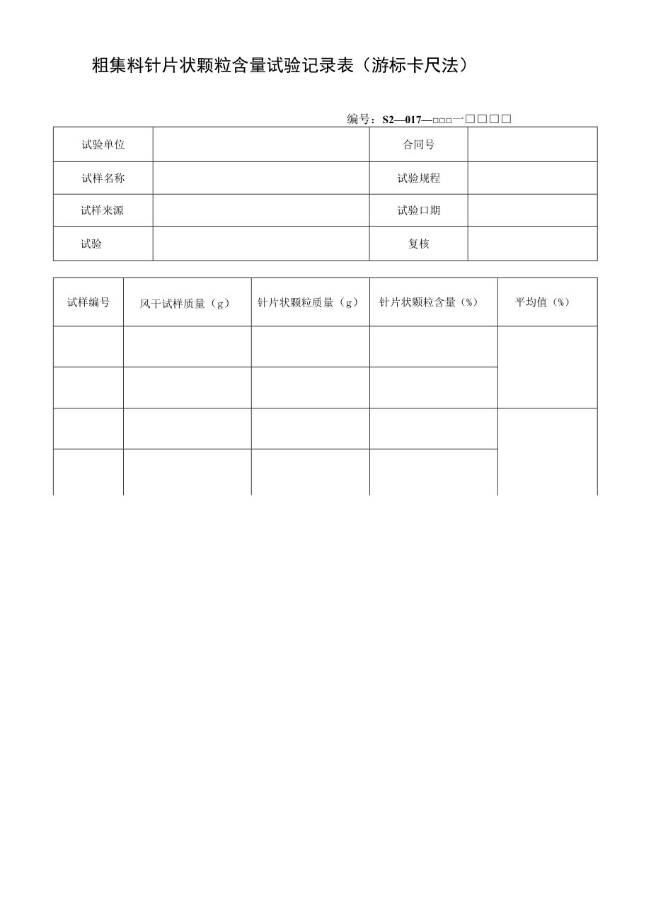 粗集料针片状颗粒含量试验记录表（游标卡尺法）.docx_第1页