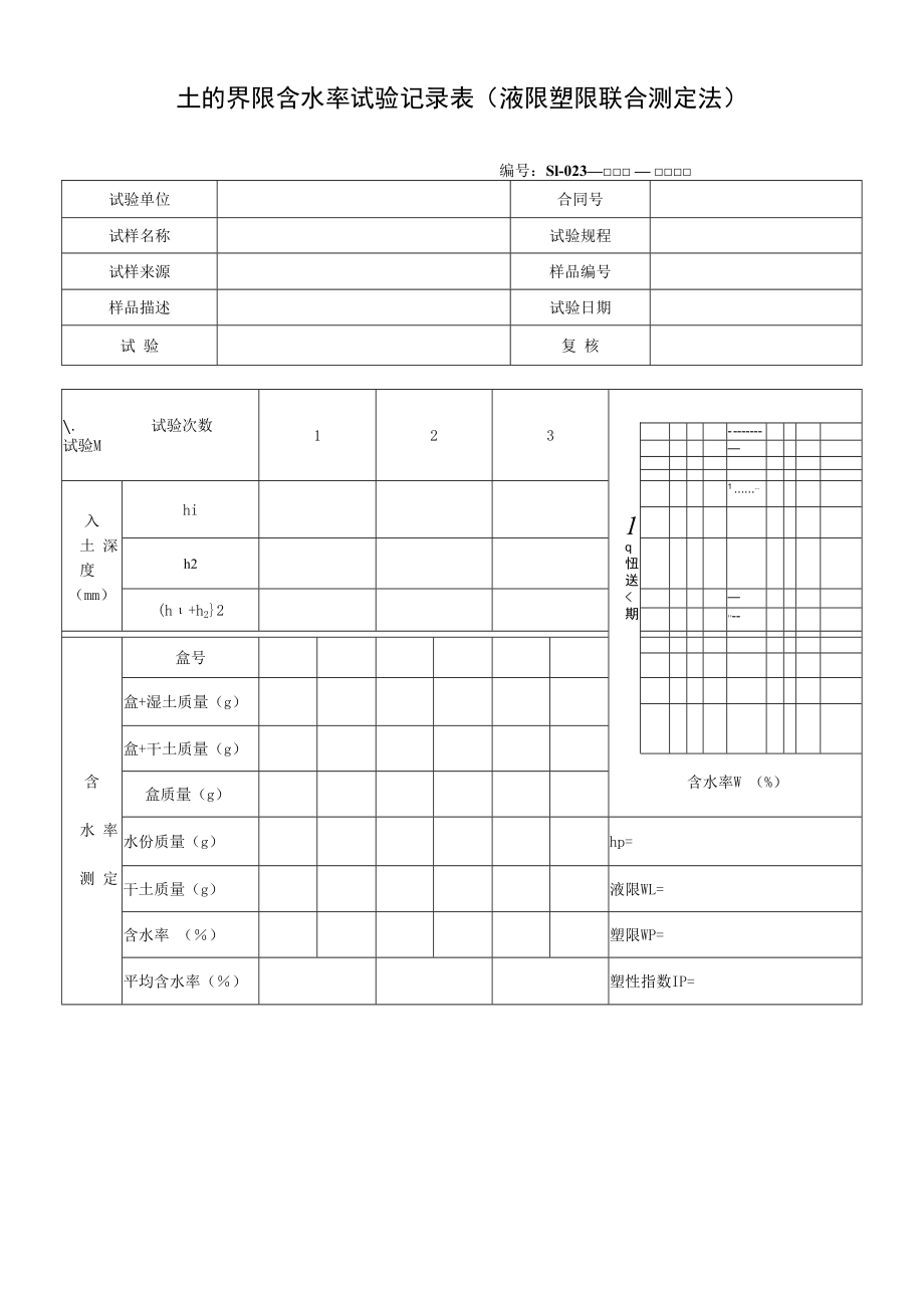 土的界限含水率试验记录表（液限塑限联合测定法）.docx_第1页