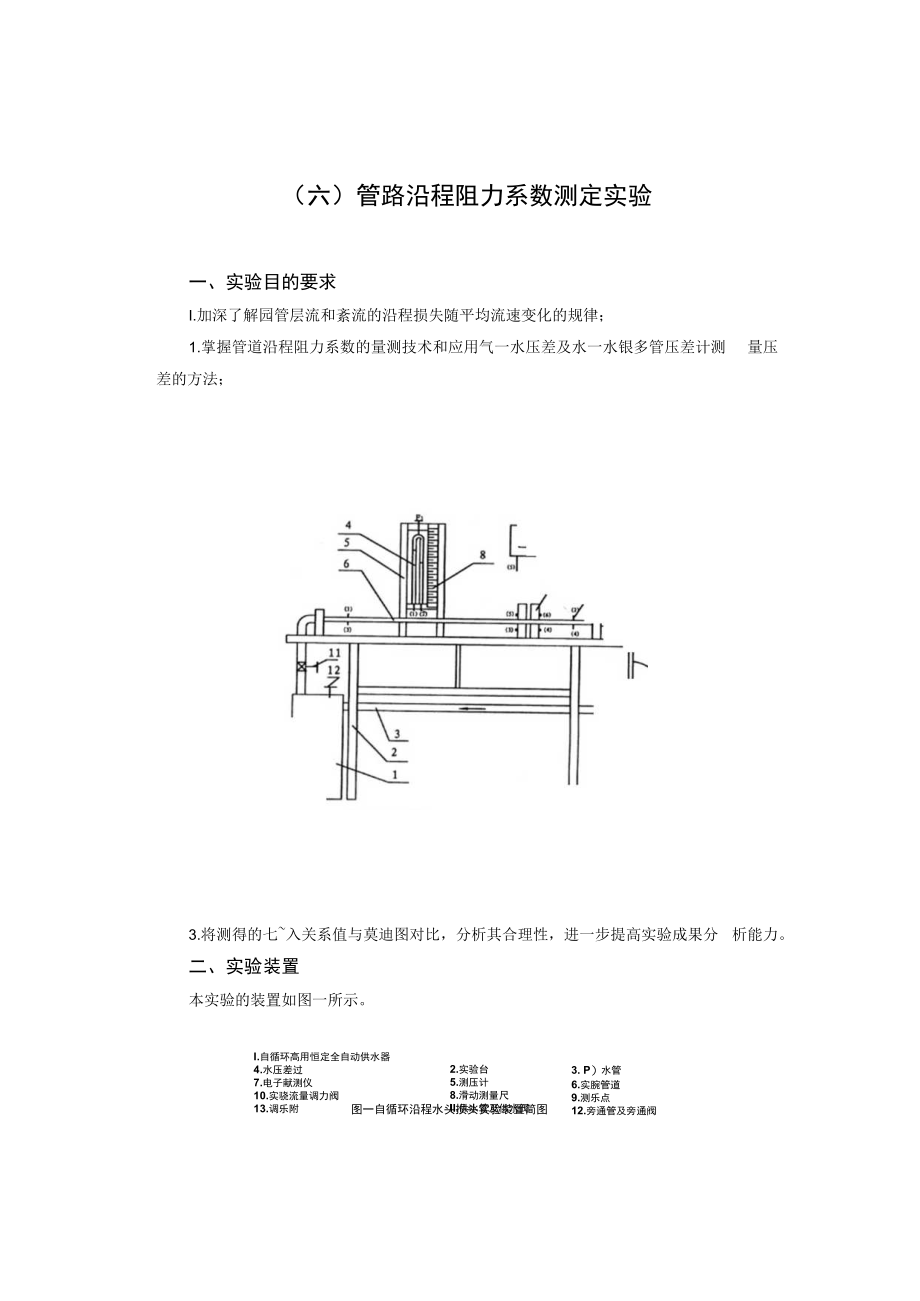 内科大水力学实验指导01有压管流综合型实验-6管路沿程阻力系数测定实验.docx_第1页